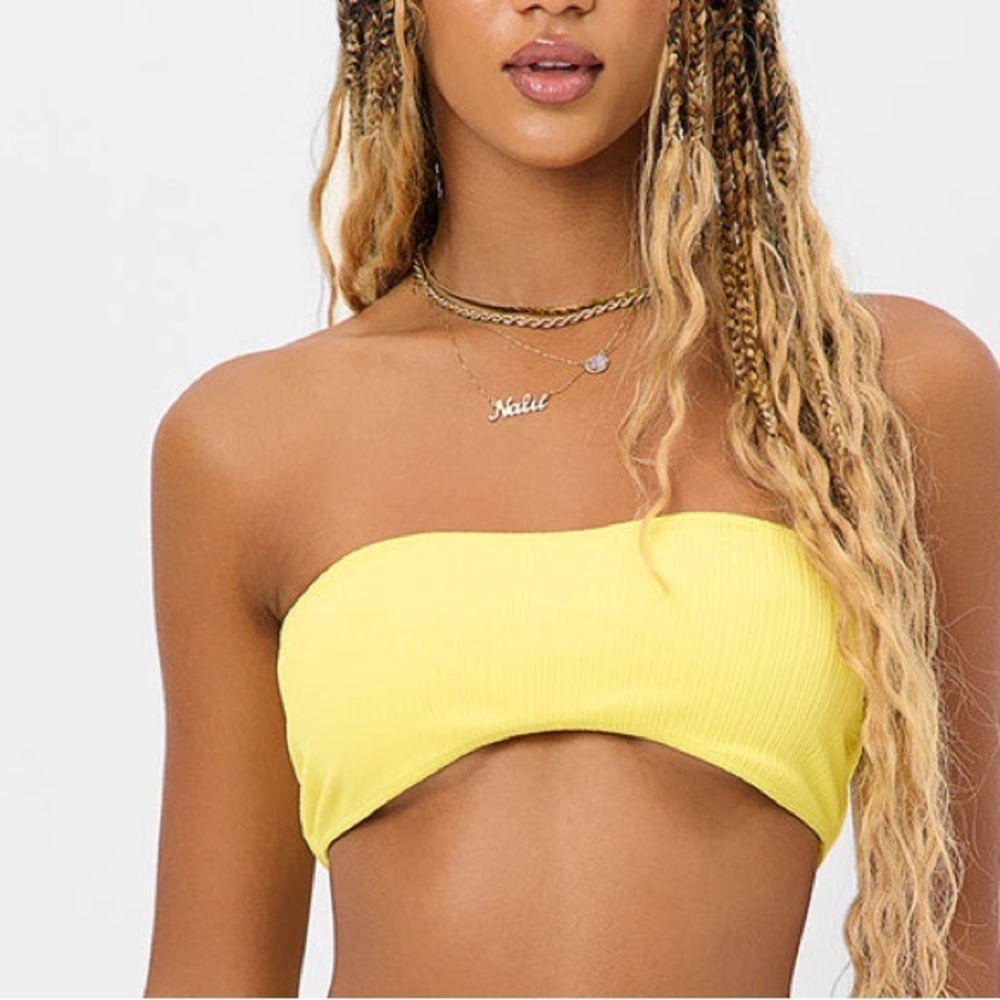Frankie’s bikinis Jean Plissé Bandeau Bikini Top